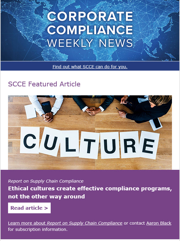 Corporate Compliance Weekly News SCCE Official Site